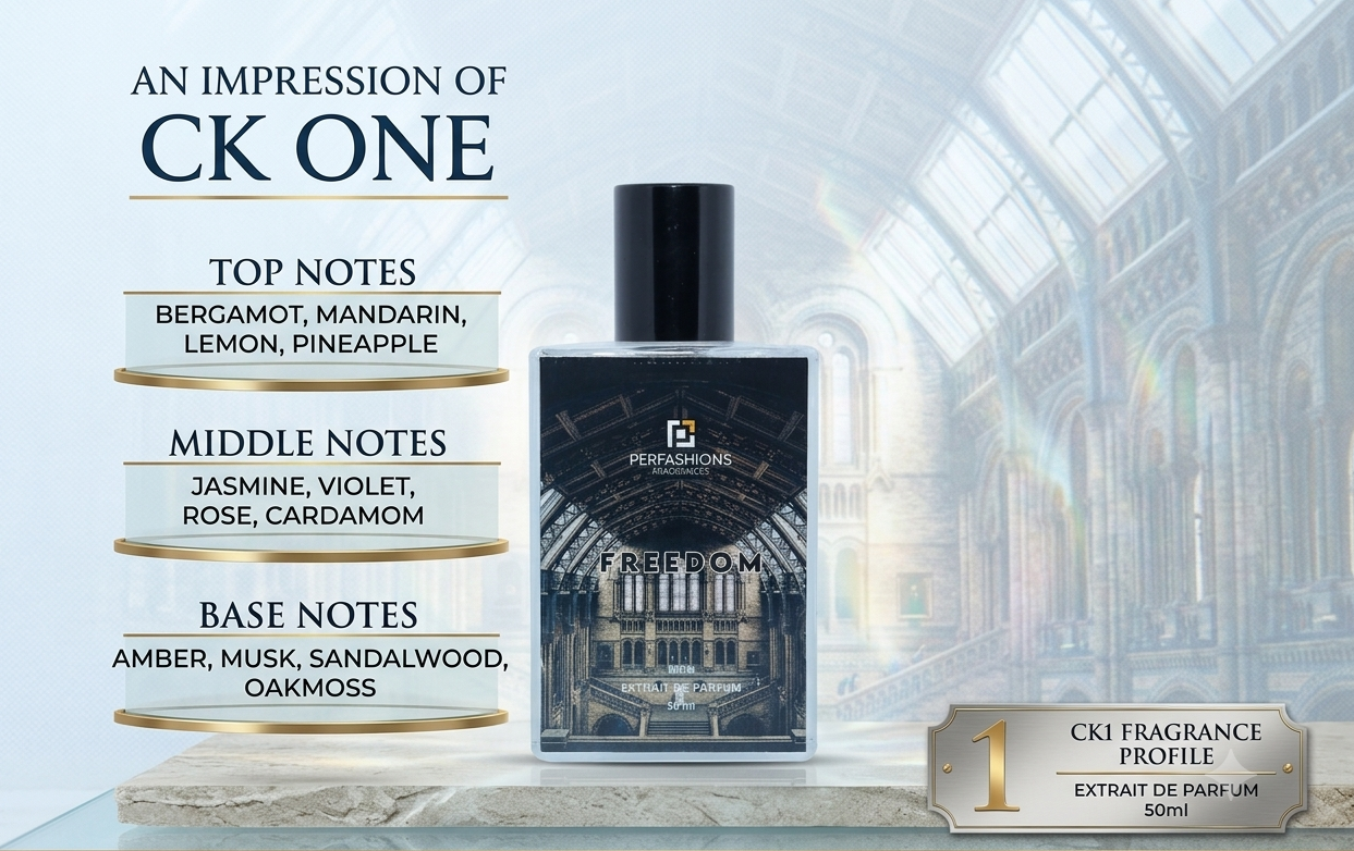 Freedom – Impression of CK One | Citrus Aromatic Extrait de Parfum for Men & Women | 50ml with Premium Box & Carry Bag
