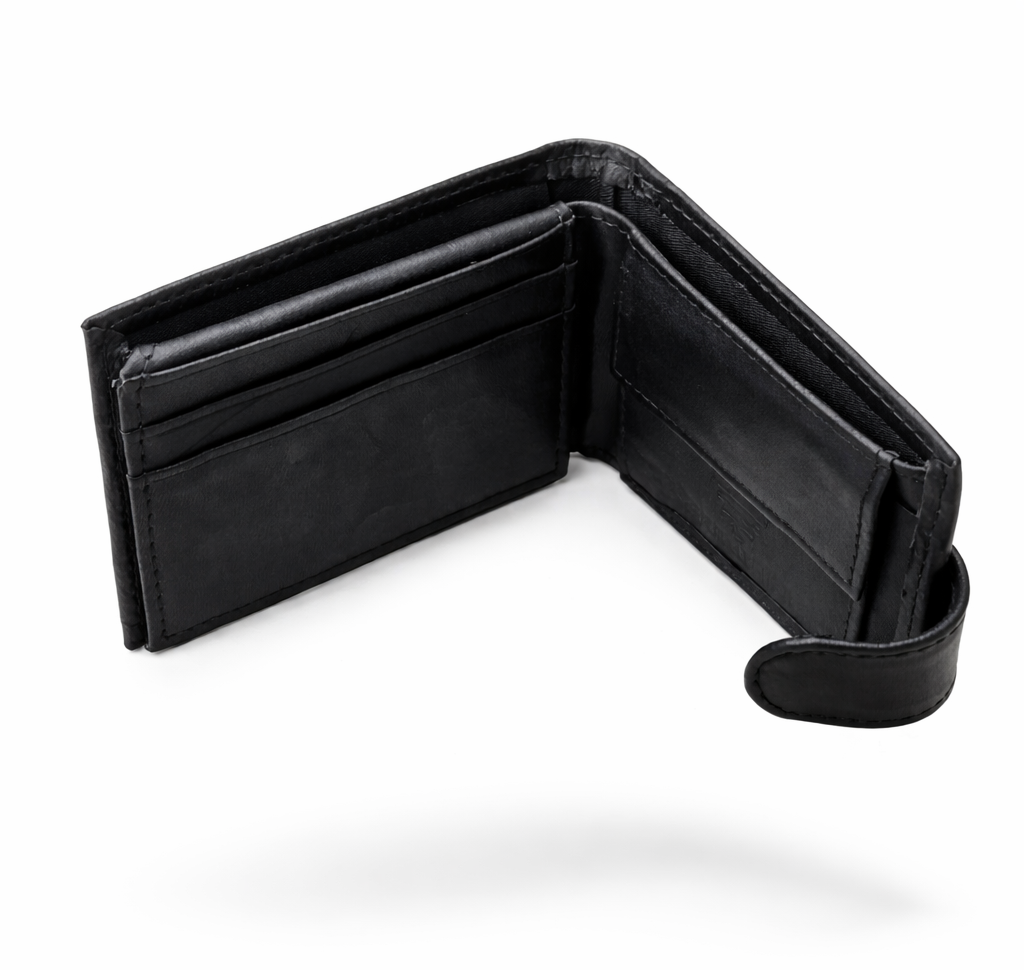 Premium Men’s Mini Leather Wallet With Zipper & Button | 8 Card Slots | Dollar Size | With Box