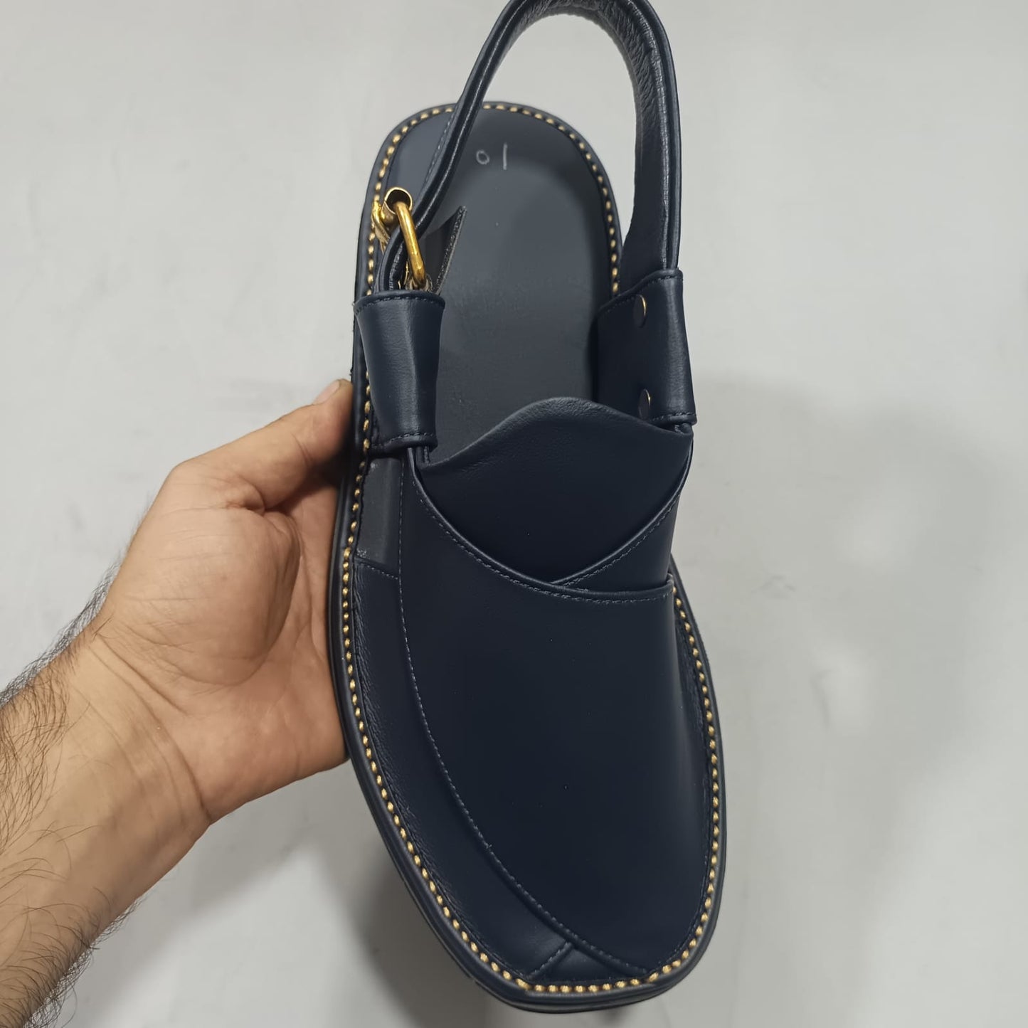 Peshawari Chappal Naram Qadam Pro Handmade Original Leather Light Weight Traditional Tyre Sole For Men - Size 10