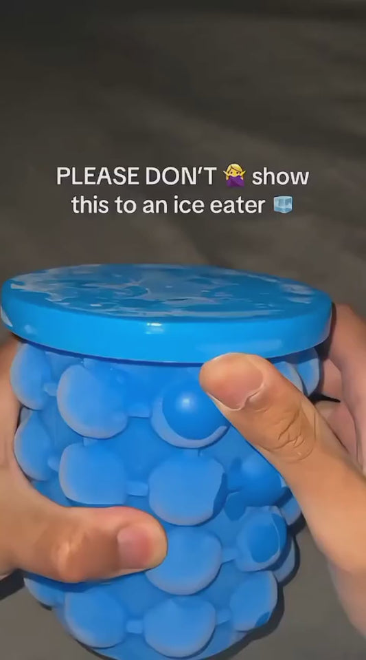 Ice Genie Silicone Ice Cube Maker - 120 Ice Cube Capacity Space Saving Ice Bucket Containers Food Grade Material Freezer Beverage Cooler