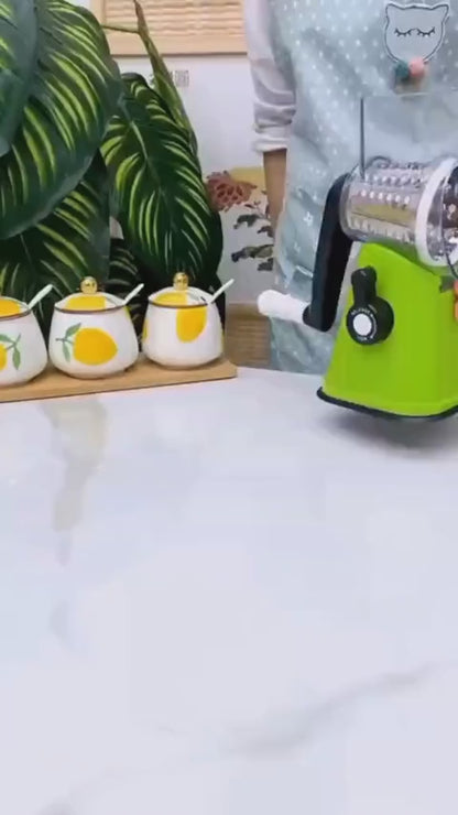 Make Food Preparation Easier With This Multifunctional Hand Crank Drum Vegetable Cutter. Designed With Interchangeable Stainless Steel Drum Blades, It Helps Slice, Shred, And Grate Different Vegetables And Ingredients Quickly. The Manual Hand Crank Operat