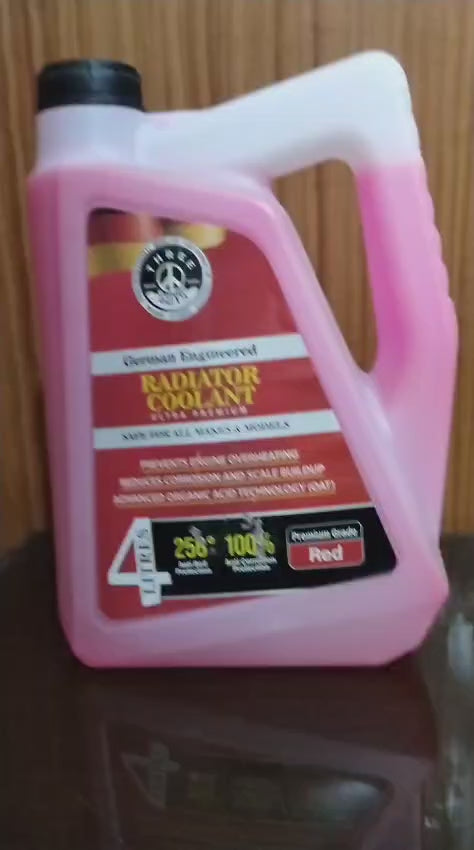 THREE GUYS Radiator Coolant Red – Premium Grade | Car Engine Coolant | German Engineered (4L)