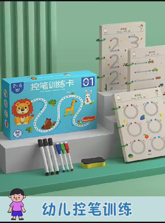 A4 Kids Educational Learning Tracing Book | 64 Pages Dot-to-Dot Activity Workbook with 2 Markers (Big Size)