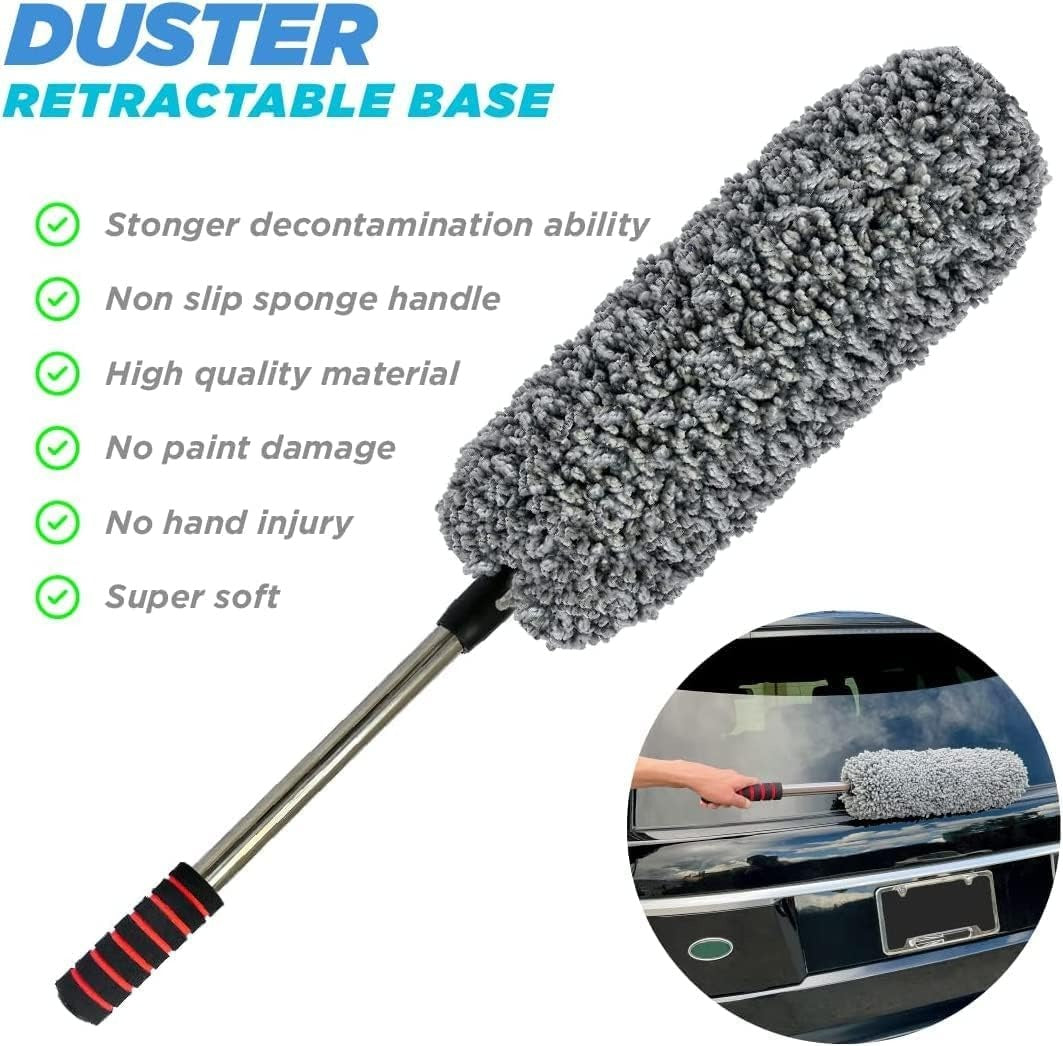 Microfiber Car Duster – Scratch-Free Cleaning with Extendable Handle