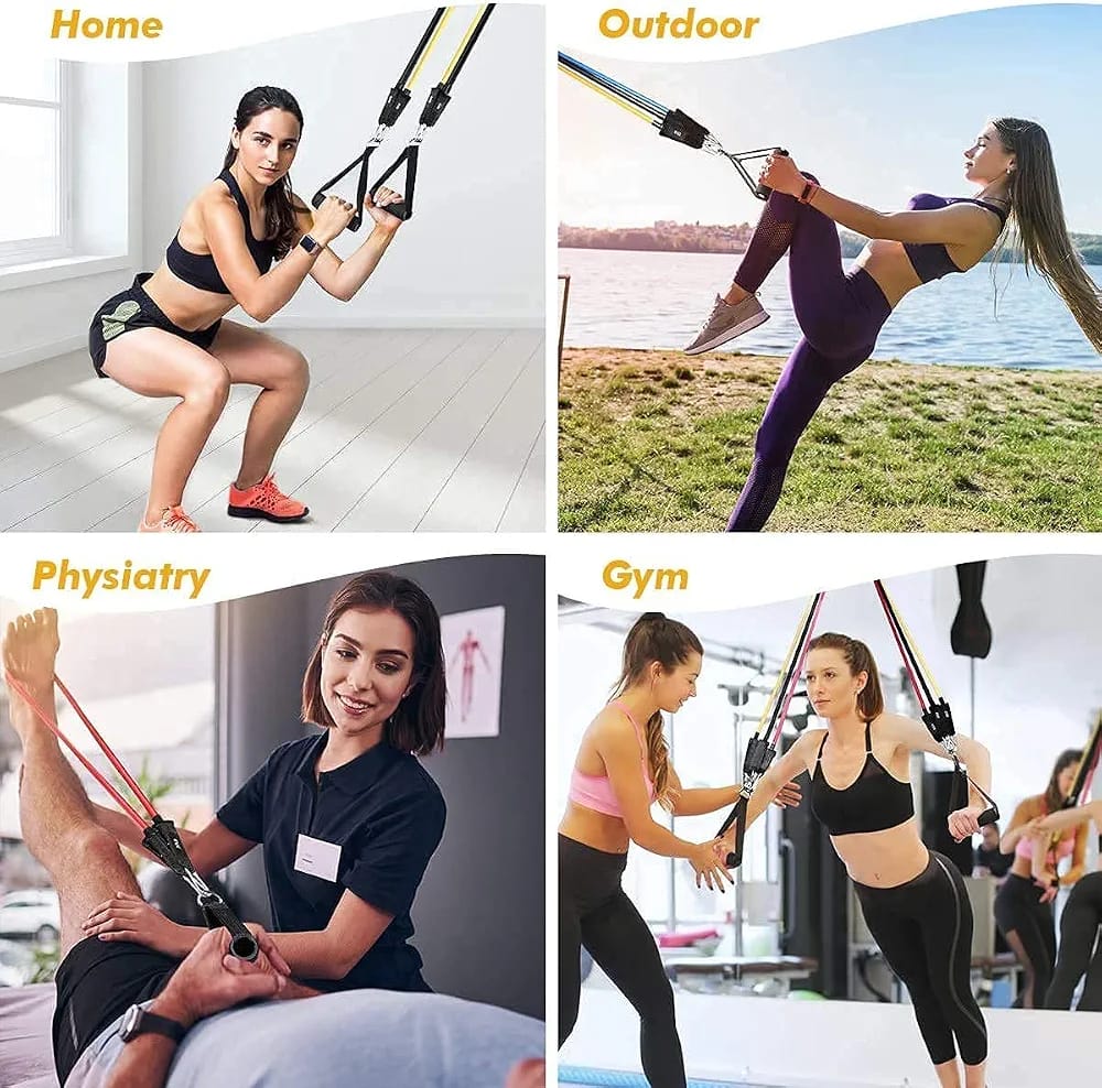 11 In 1 Natural Rubber Power Resistance Bands Exercise Belt For Home Office Outdoor Gym Equipment