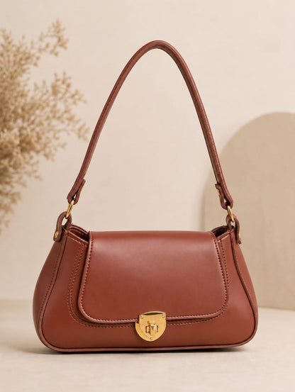 Classic Flap Shoulder Purse for Women – Premium Leather Look Handbag Black