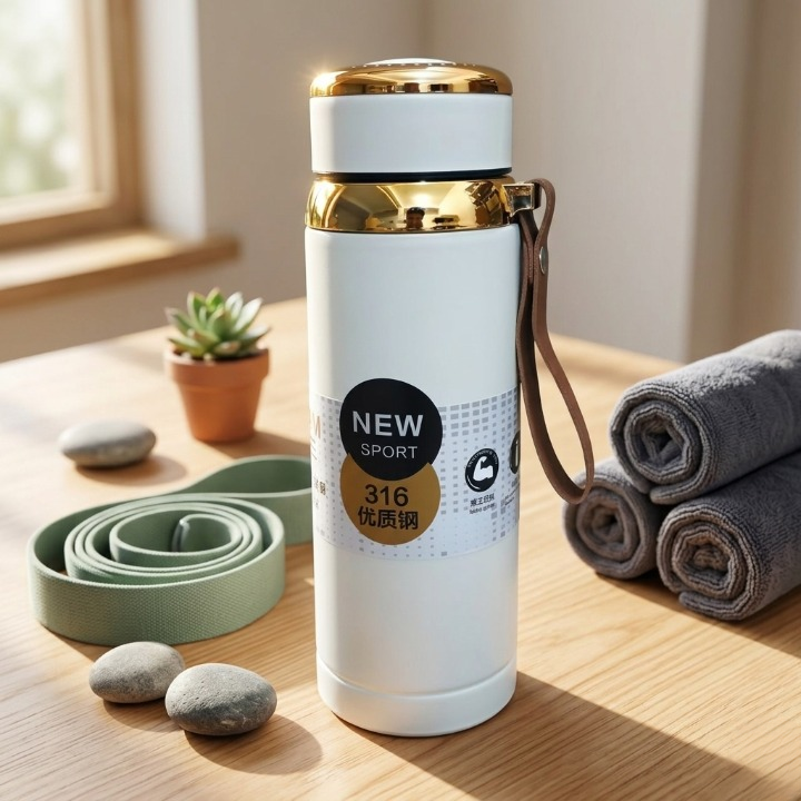 Matte Stainless Steel Bottle Leak Proof Durable Hot Cold Water Bottle For Office Gym Travel