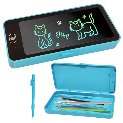 Pencil Box with LCD Writing Tablet | Kids Stationery Box with Writing Pad & Stylus | Random Color