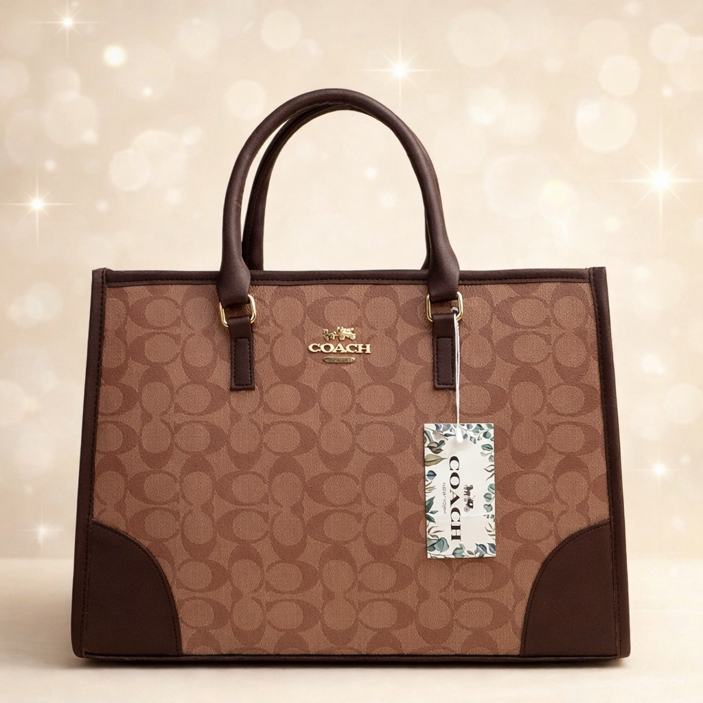 Coach Signature Print Tote Bag for Women with Double Top Handles and Spacious Everyday Carry Design