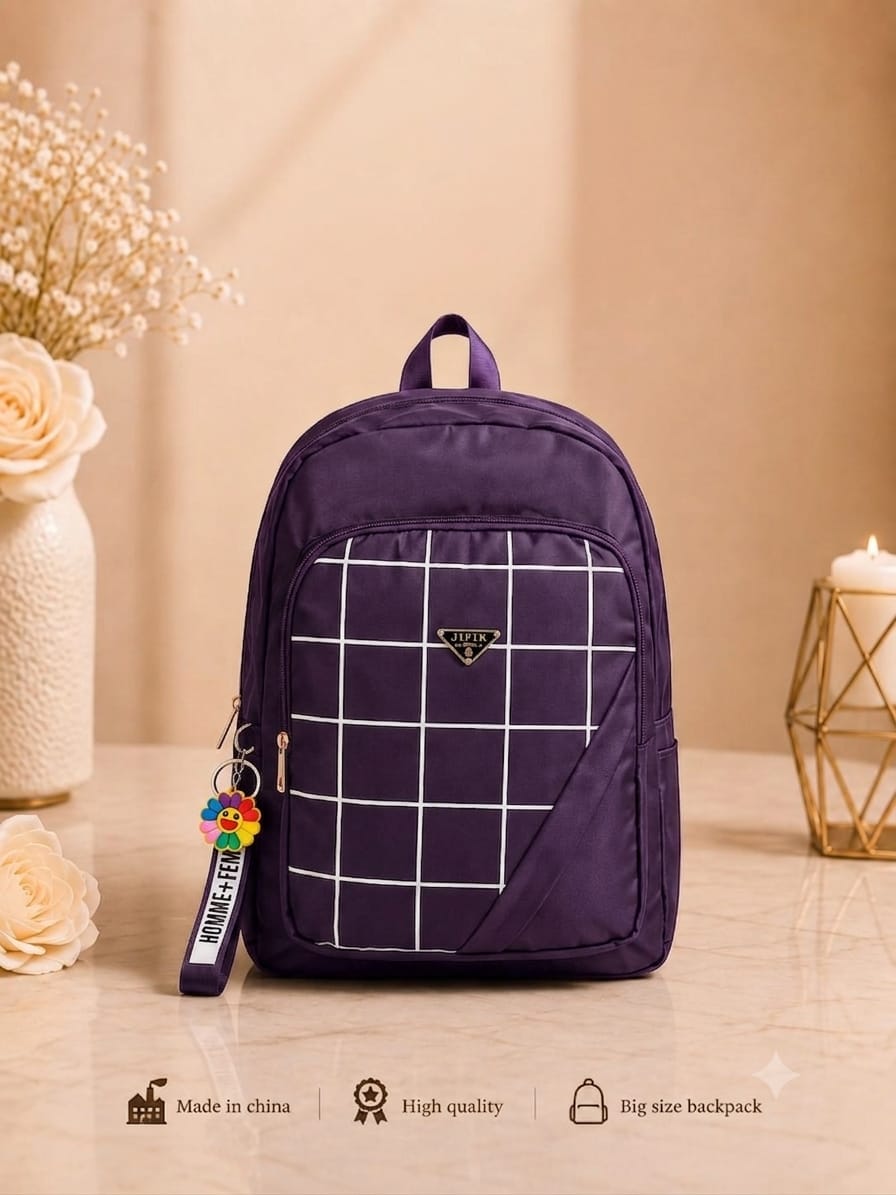 Urban Check Large Capacity Backpack for Women – Imported School, College, Office & Travel Bag