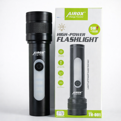 Airox 5 In 1 Rechargeable Flash Light – Type-C Charging | Black