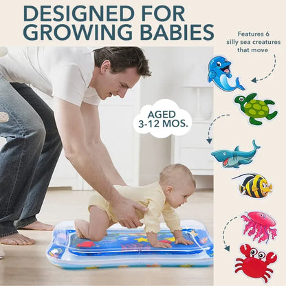 Baby Water Play Mat Inflatable Tummy Time Activity Play Mat for Infants & Toddlers