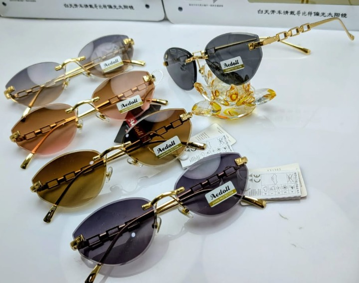 A8501 LAS - Ladies Fancy Rimless Sunglasses Stylish Fashion Eyewear With Gradient Lenses And Metal Frame