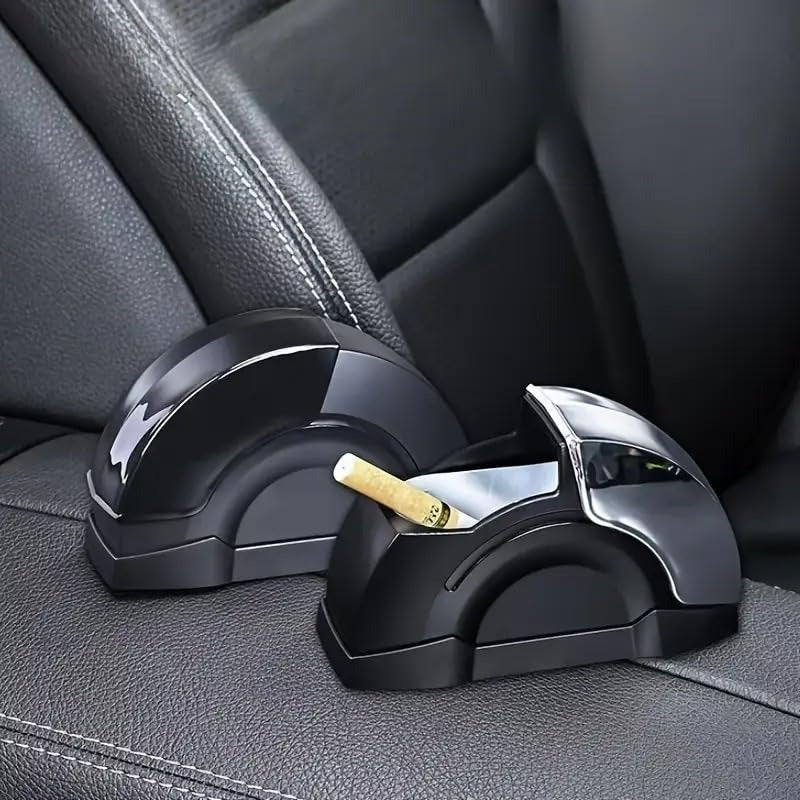Portable Car Ashtray Door Mounted Smokeless Ash Tray With Lid Auto Truck Trash Bin Garbage Can Stainless Steel Liner Accessory