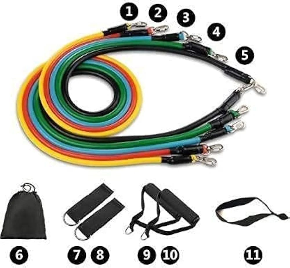 11 In 1 Natural Rubber Power Resistance Bands Exercise Belt For Home Office Outdoor Gym Equipment