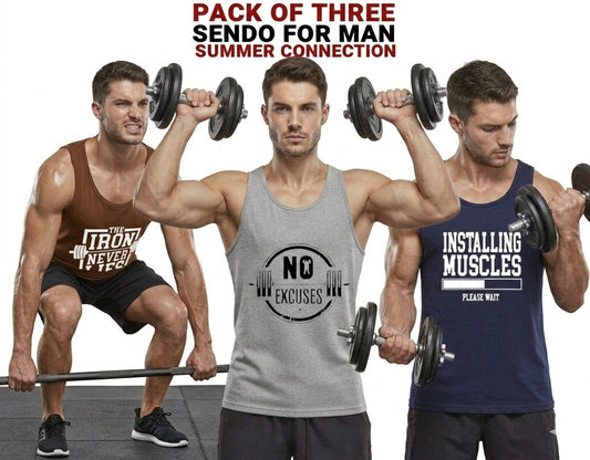 3 PCs of Men's Summer Cotton Sando Vest Sleeveless Tank Top Breathable Soft Lightweight Casual Gym Sports Innerwear Comfortable