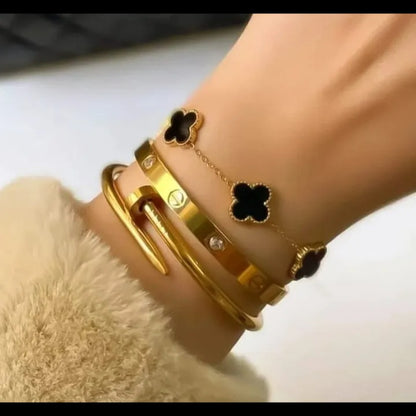 Stainless Steel 3 Piece Bracelet And Bangle Combo - Durable Elegant Accessory Set For Stylish Layering And Daily Wear