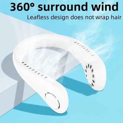 Portable Bladeless Neck Cooler – Hands-Free 360° Airflow USB Rechargeable Neck Fan for Indoor & Outdoor Use ~ 1200 mAh
