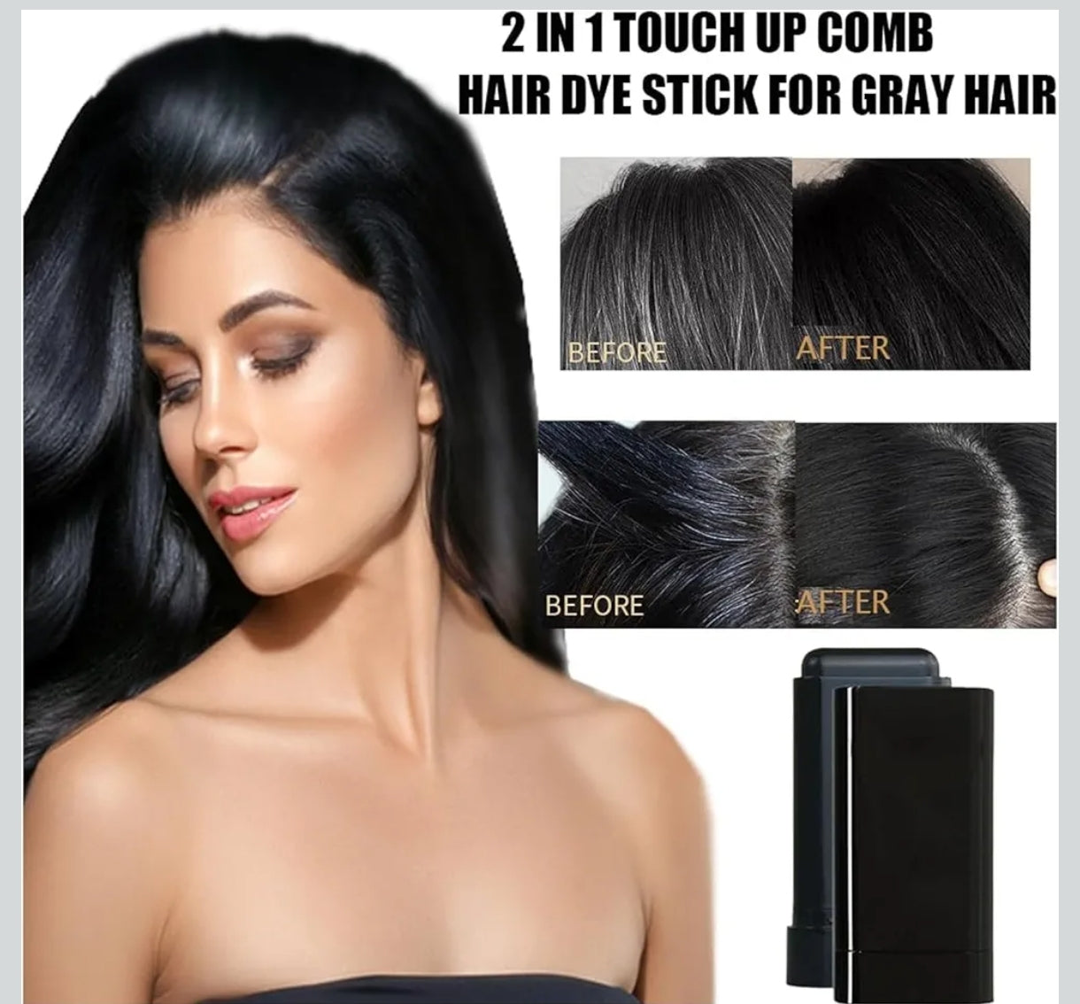Hair Color Stick Instant Root Touch-Up - Portable Solution For Quick And Easy Gray Hair Coverage And Temporary Root Concealing (20g) - Black