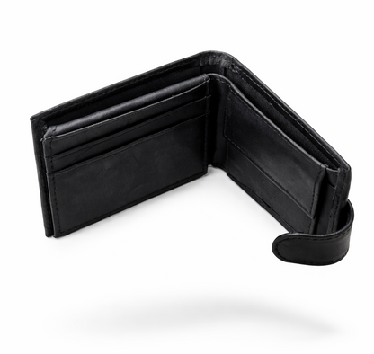 Premium Men’s Mini Leather Wallet With Zipper & Button | 8 Card Slots | Dollar Size | With Box