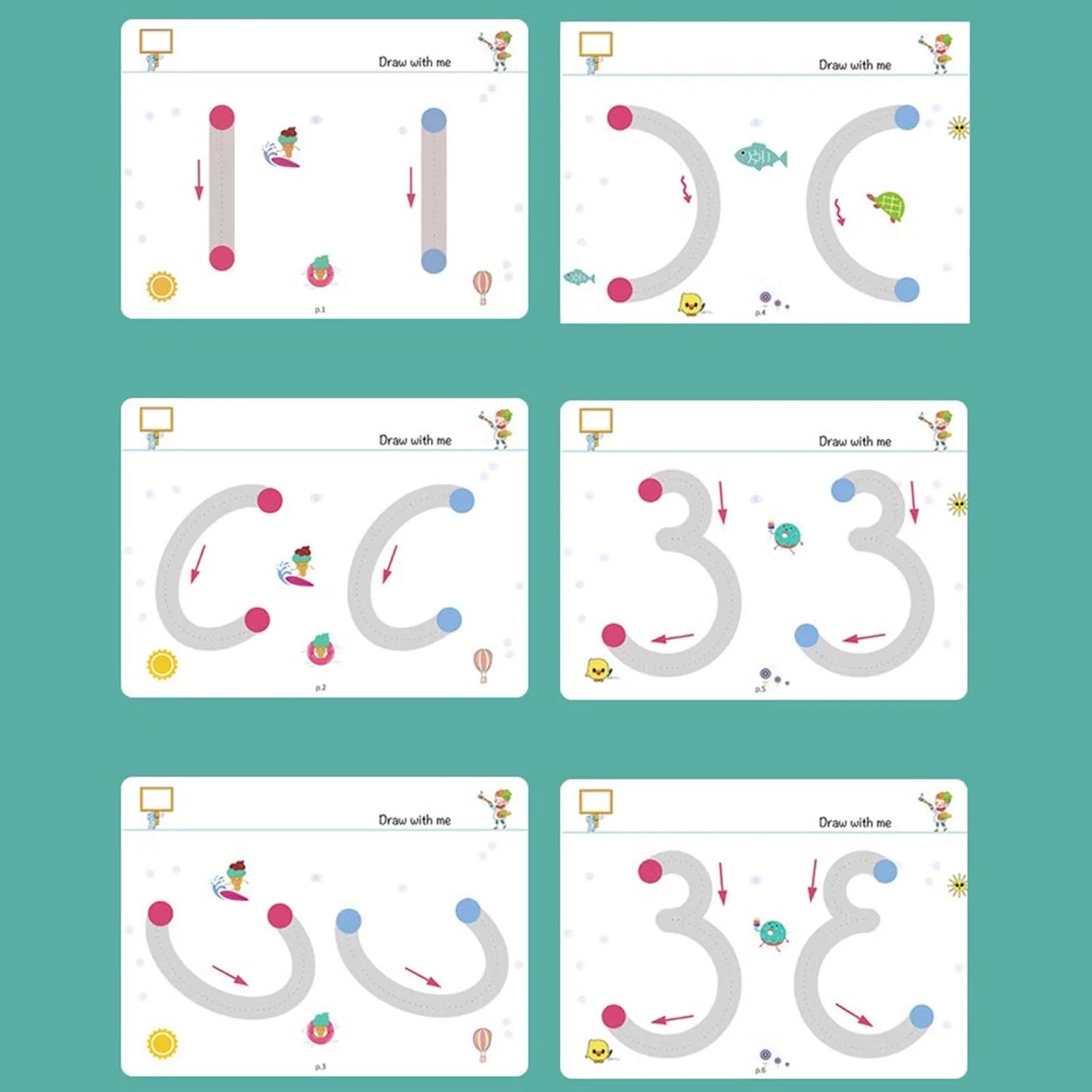A4 Kids Educational Learning Tracing Book | 64 Pages Dot-to-Dot Activity Workbook with 2 Markers (Big Size)