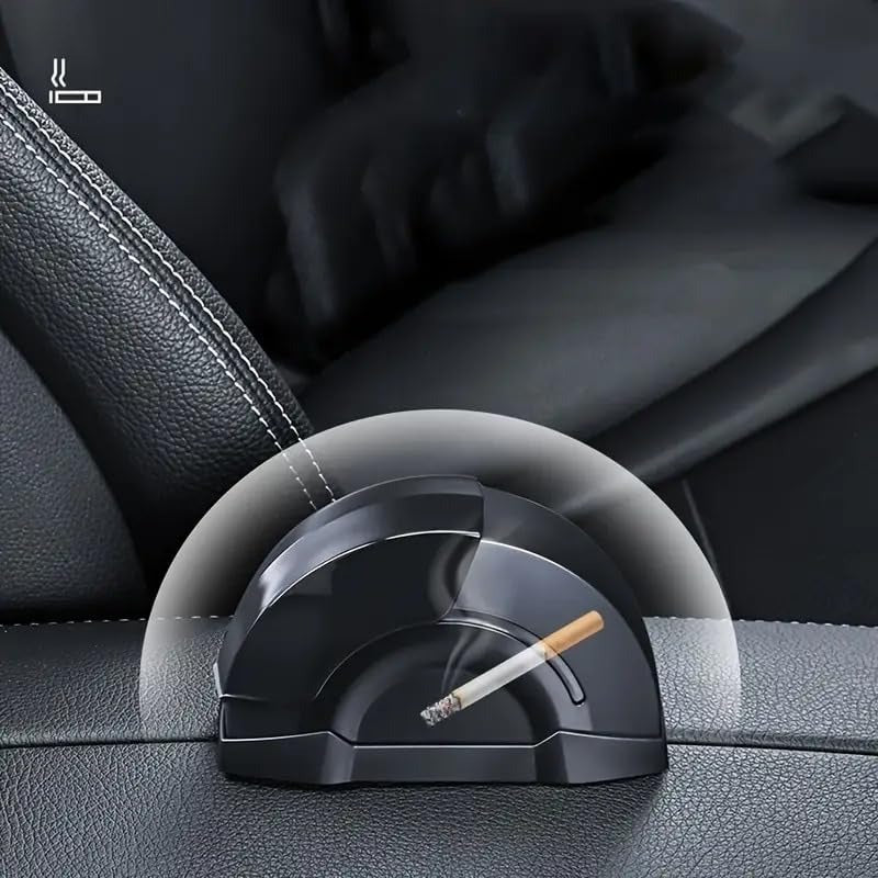 Portable Car Ashtray Door Mounted Smokeless Ash Tray With Lid Auto Truck Trash Bin Garbage Can Stainless Steel Liner Accessory