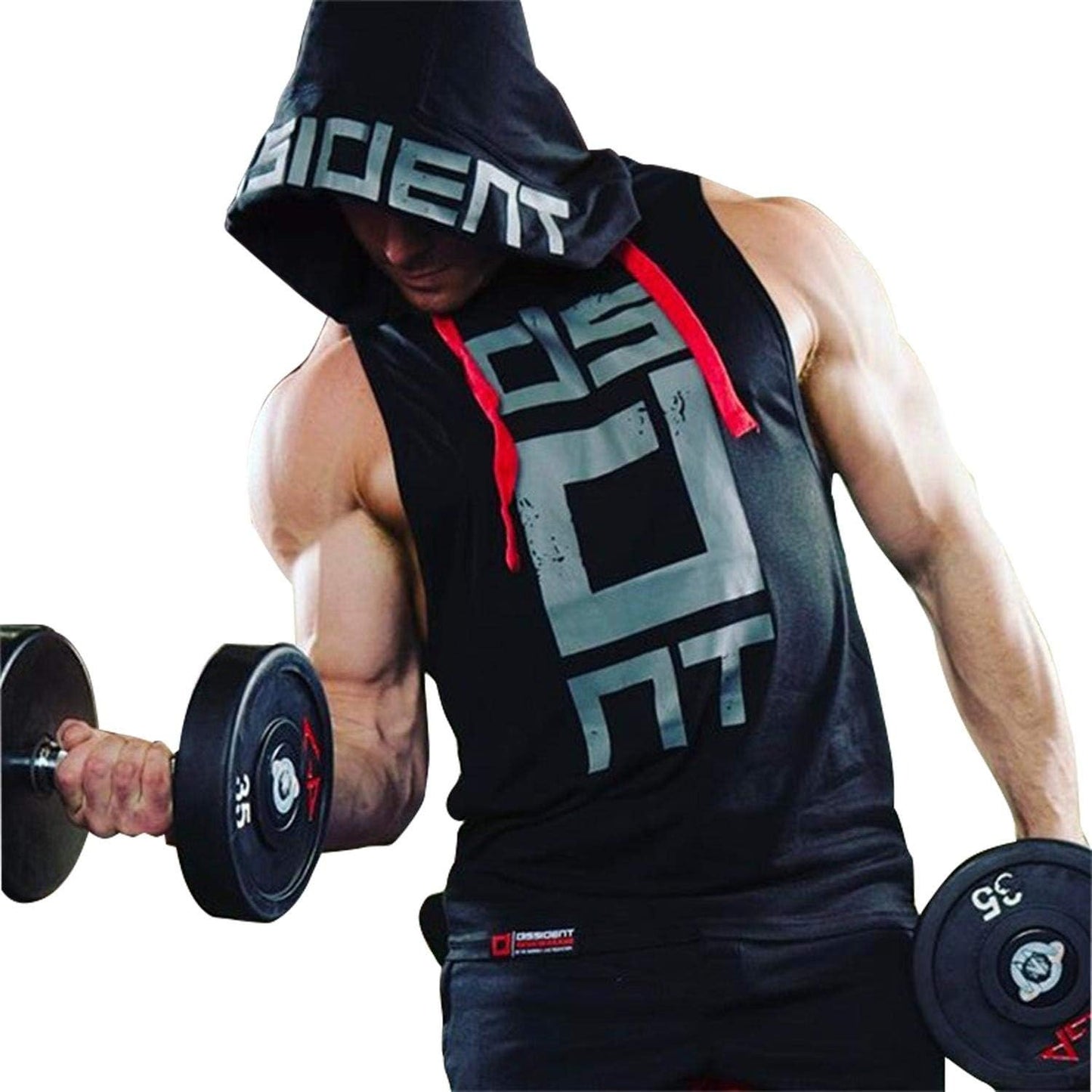 Black Gym Sleeveless Hood Tracksuit - Black Gym Sleeveless Hood Summer Tracksuit - Ready to Wear 2-Piece Set | Men's Sports &amp; Jogging Wear
