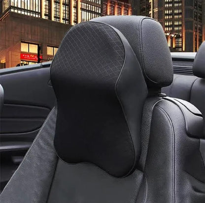 Universal Car Neck Seat Pillow – Soft Memory Foam Headrest (Beige & Black)