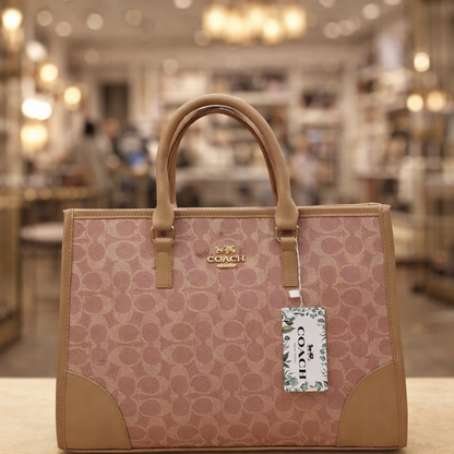 Coach Signature Print Tote Bag for Women with Double Top Handles and Spacious Everyday Carry Design