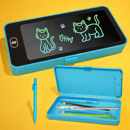 Pencil Box with LCD Writing Tablet | Kids Stationery Box with Writing Pad & Stylus | Random Color
