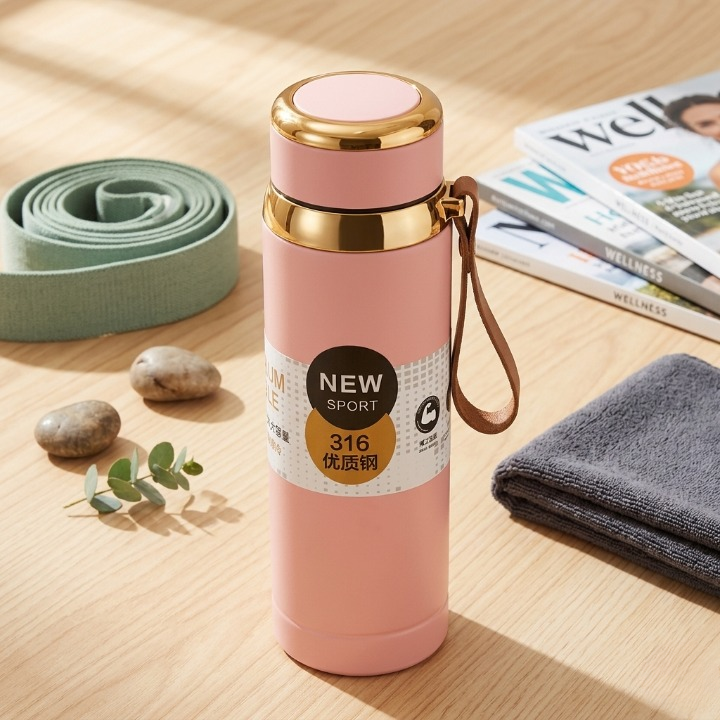 Matte Stainless Steel Bottle Leak Proof Durable Hot Cold Water Bottle For Office Gym Travel