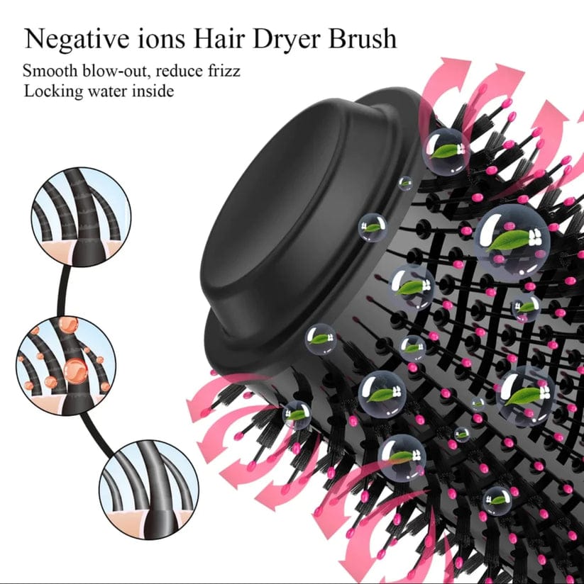 One Step Hot Air Brush 4 In 1 Hair Dryer, Straightener, Curler And Volumizer - Professional Styling Tool For Smooth Shiny Hair At Home