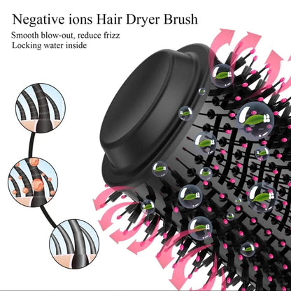 One Step Hot Air Brush 4 In 1 Hair Dryer, Straightener, Curler And Volumizer - Professional Styling Tool For Smooth Shiny Hair At Home