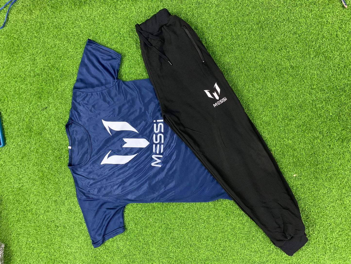 2 PCs Messi Printed Summer Half Sleeve T-Shirt & Trouser Tracksuit for Men