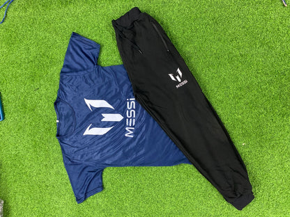 2 PCs Messi Printed Summer Half Sleeve T-Shirt & Trouser Tracksuit for Men