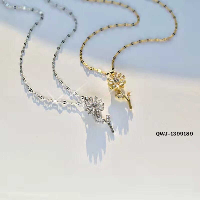 Flower Rotation Pendant Necklace – Golden | Premium China Quality | QWJ-189