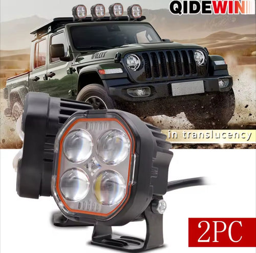 New Cube Four-Leaf Crocodile LED Car Work Light – 5.08 cm High Brightness Combination Beam, 12–24V Hardwired, Adjustable Bracket for ATV, SUV, UTV, Off-Road Truck and Boat