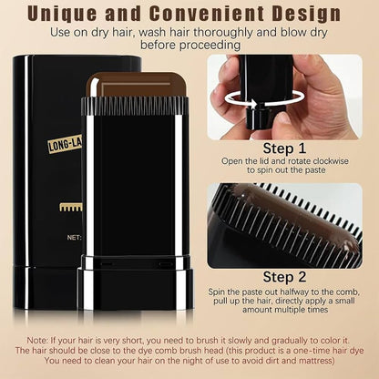 Hair Color Stick Instant Root Touch-Up - Portable Solution For Quick And Easy Gray Hair Coverage And Temporary Root Concealing (20g) - Black