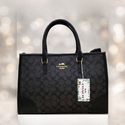 Coach Signature Print Tote Bag for Women with Double Top Handles and Spacious Everyday Carry Design