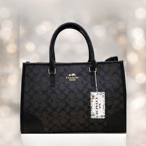 Coach Signature Print Tote Bag for Women with Double Top Handles and Spacious Everyday Carry Design