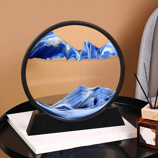 3D Moving Sand Art Lamp - Flowing Sand Painting Picture Dynamic Hourglass Night Light Decorative Desk Ornament Office Home Decor Lamp (Random Color)