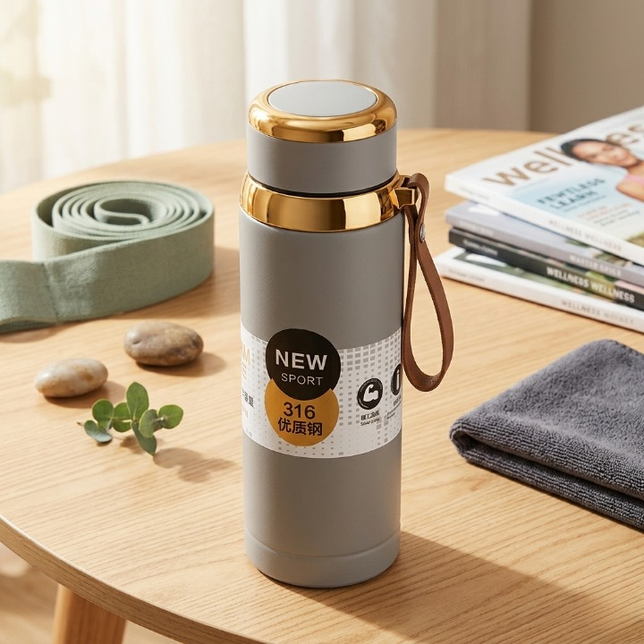 Matte Stainless Steel Bottle Leak Proof Durable Hot Cold Water Bottle For Office Gym Travel