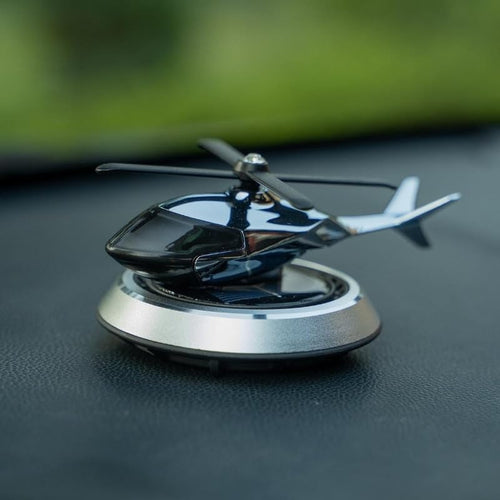 Solar Powered Car Aroma Diffuser Helicopter Air Freshener – Dashboard Perfume Decor | Metal + ABS, Refillable Fragrance