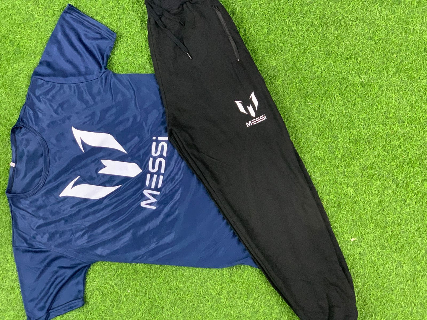 2 PCs Messi Printed Summer Half Sleeve T-Shirt & Trouser Tracksuit for Men
