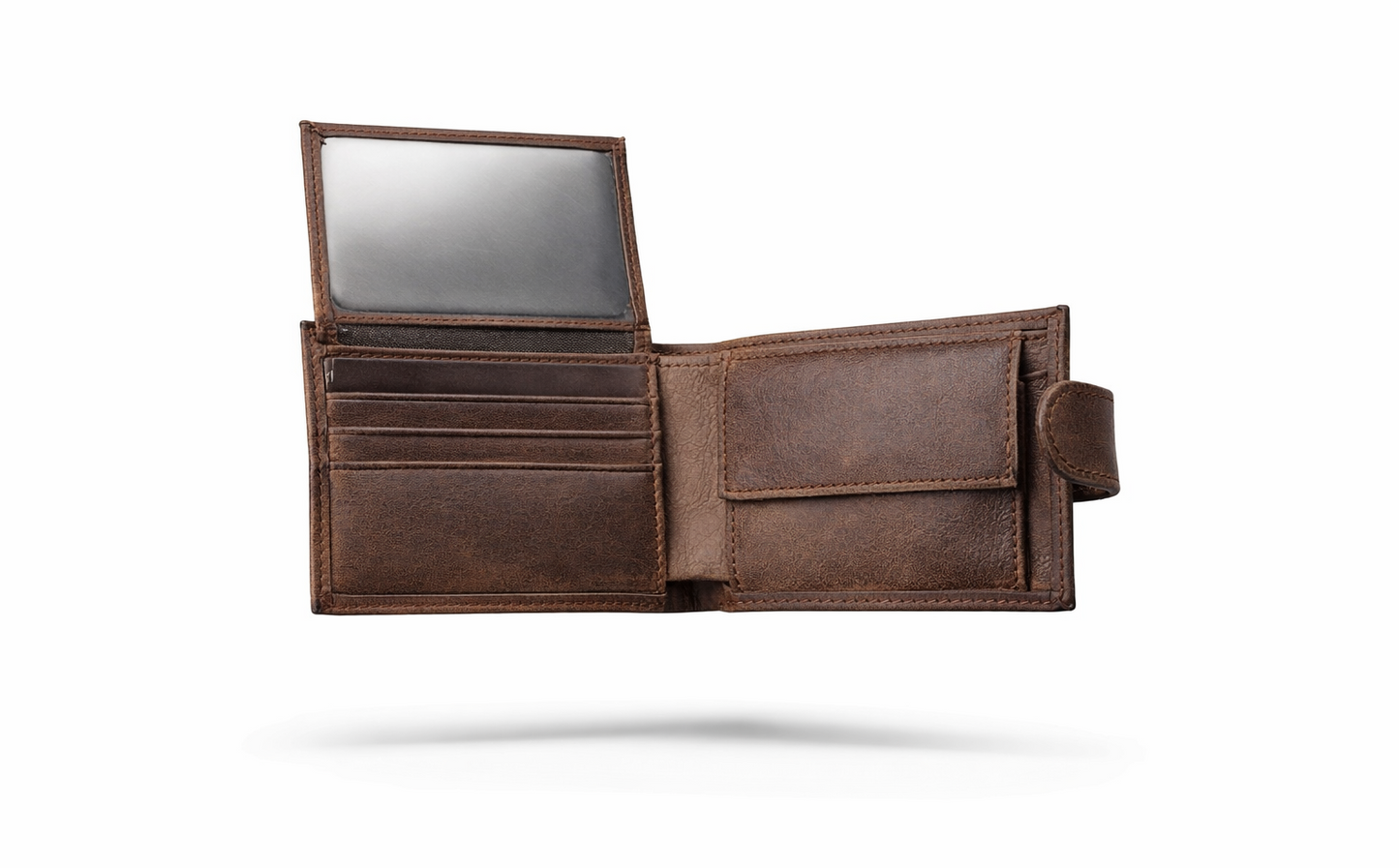 Premium Men’s Mini Leather Wallet With Zipper & Button | 8 Card Slots | Dollar Size | With Box