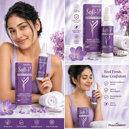 Soft V Intimate Hygiene Spray Healthy PH Plus 100ml Dermatologist Tested Formula 100ml