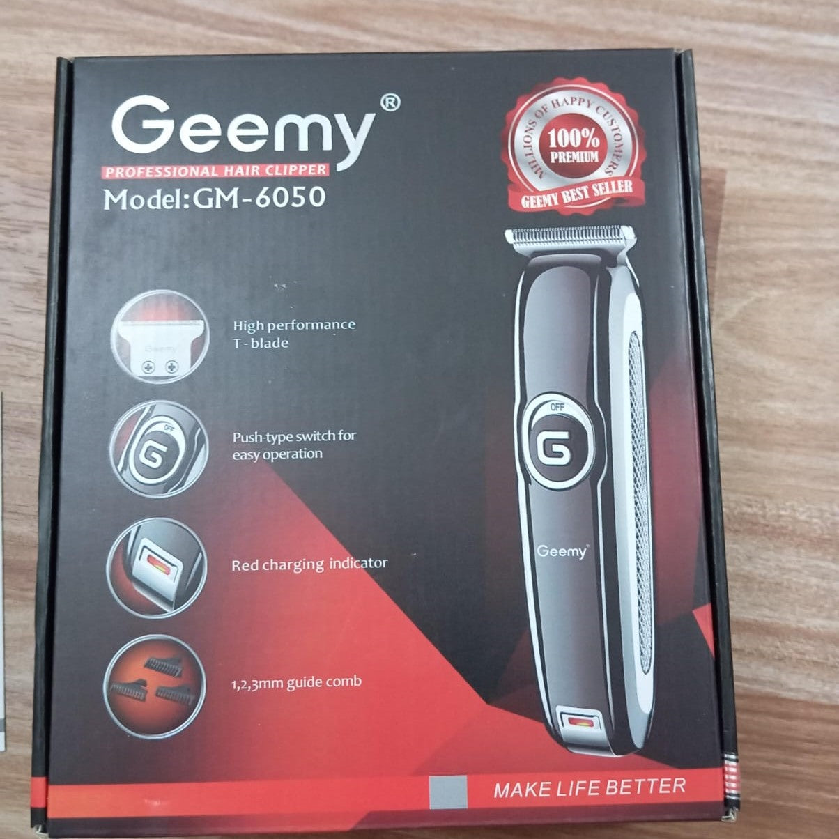 Geemy Original Professional Hair Clipper Trimmer Shaver GM-6050 With Full Accessories Kit For Precision Grooming And Styling