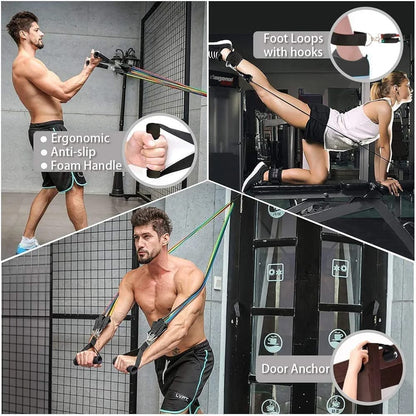 11 In 1 Natural Rubber Power Resistance Bands Exercise Belt For Home Office Outdoor Gym Equipment