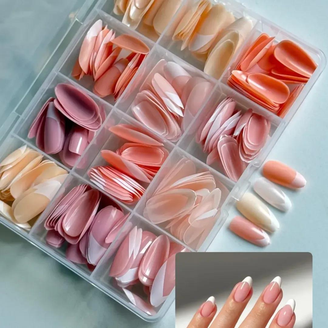 144 Pcs Multicolor False Nails Box Stylish Durable Easy To Use For Everyday Fashion Parties And Nail Art Designs - With Nail Glue