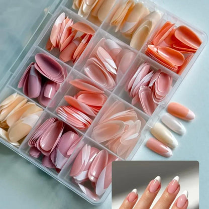 144 Pcs Multicolor False Nails Box Stylish Durable Easy To Use For Everyday Fashion Parties And Nail Art Designs - With Nail Glue